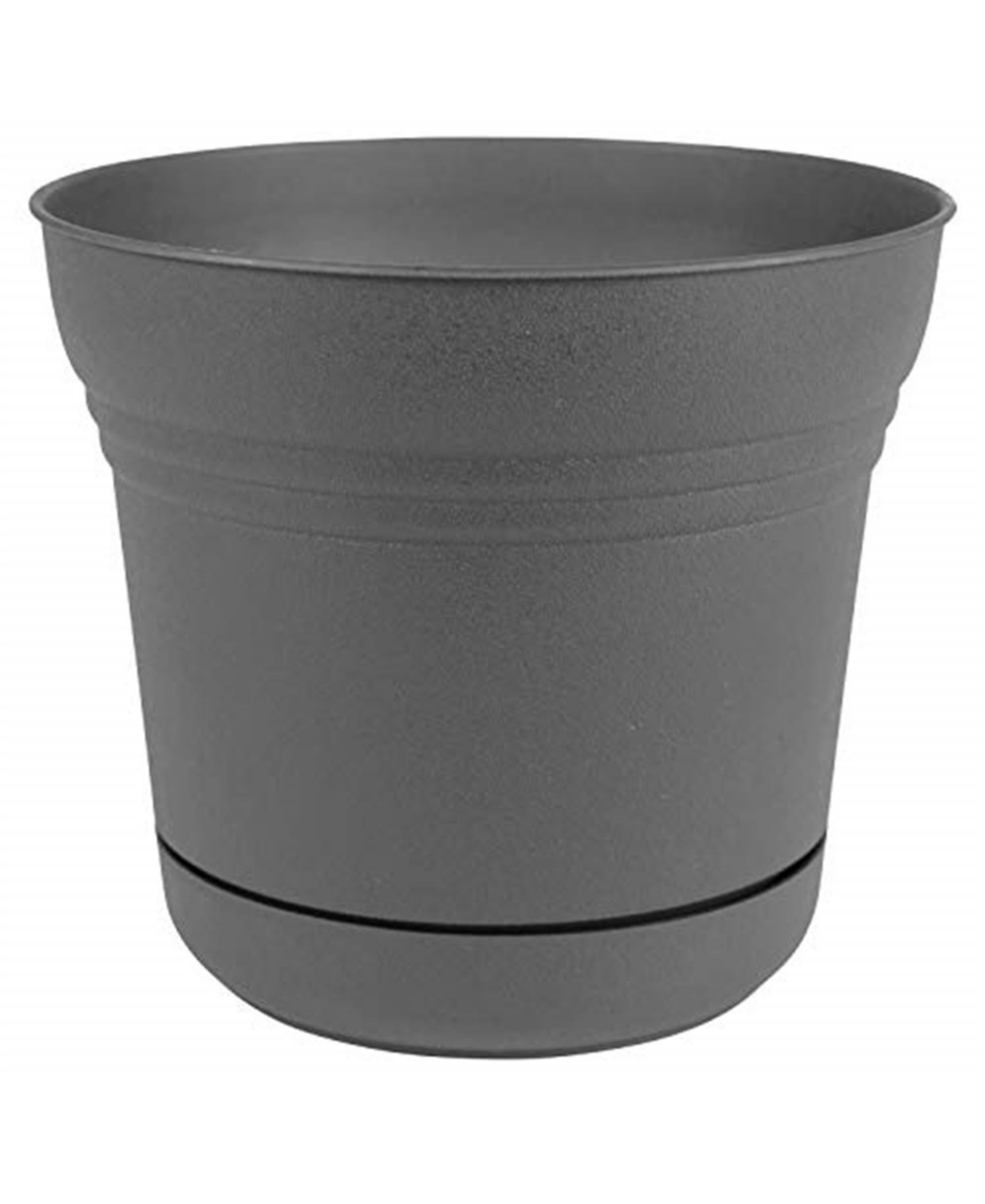 SP14908 Saturn Planter w/ Saucer 14", Charcoal - Charcoal