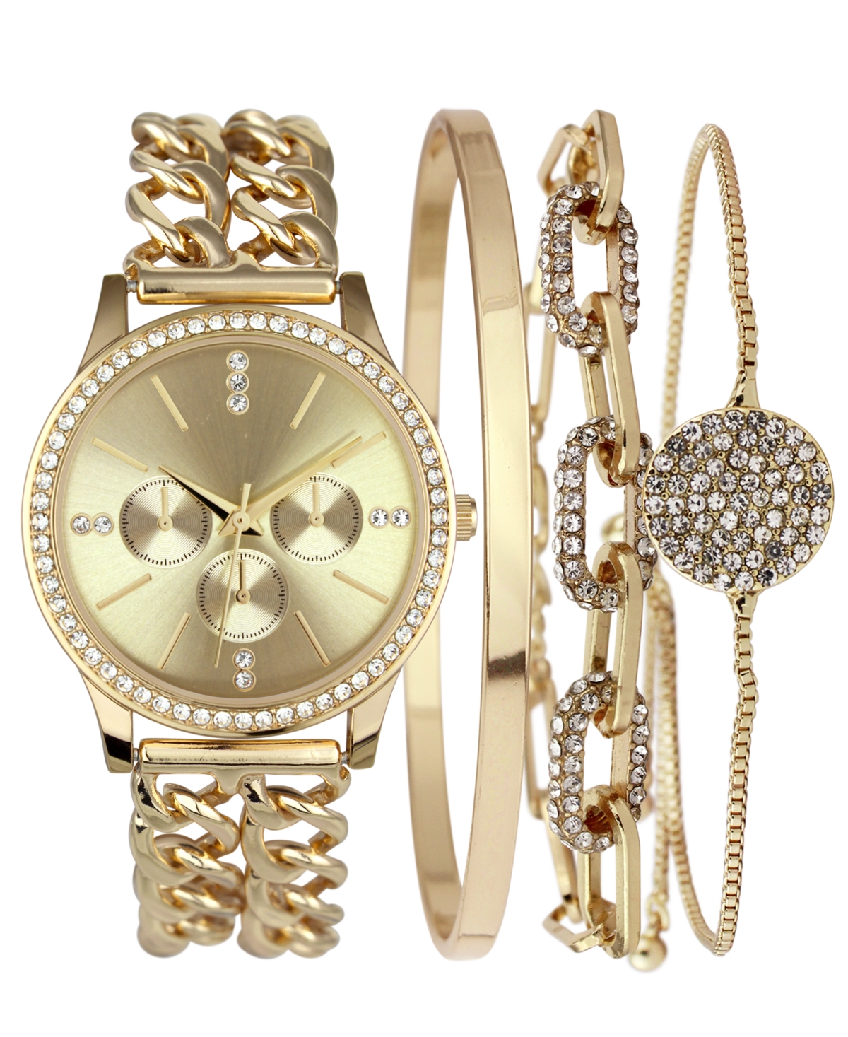 Inc International Concepts Women's Bracelet Watch 36m Gift Set, Created For Macy's In Gold