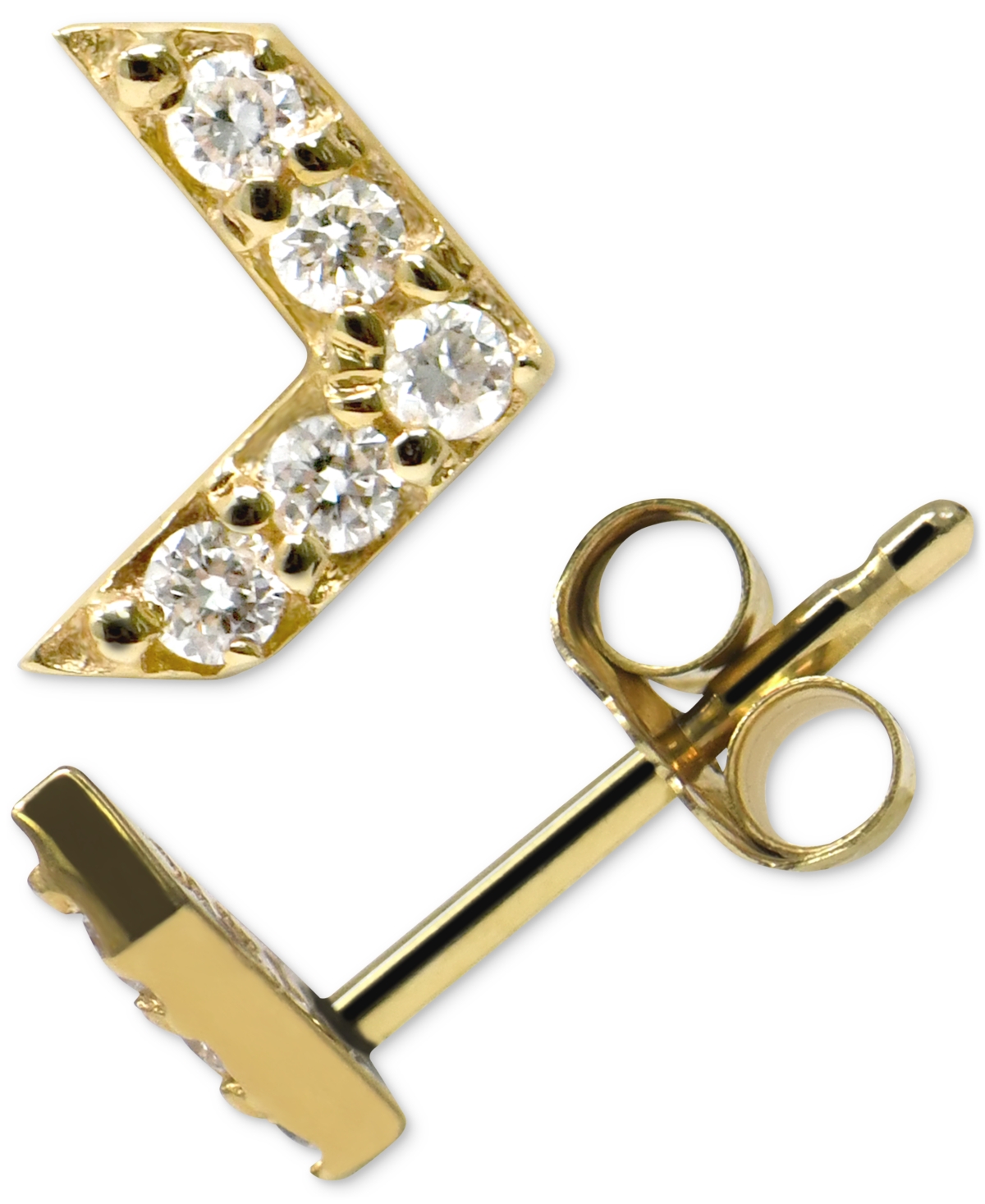 Diamond Chevron Stud Earrings (1/10 ct. t.w.) in 14k Gold - Gold