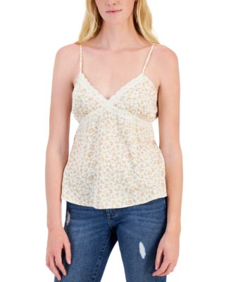 Hippie Rose - Juniors' Sleeveless Lace-Trim Camisole Top