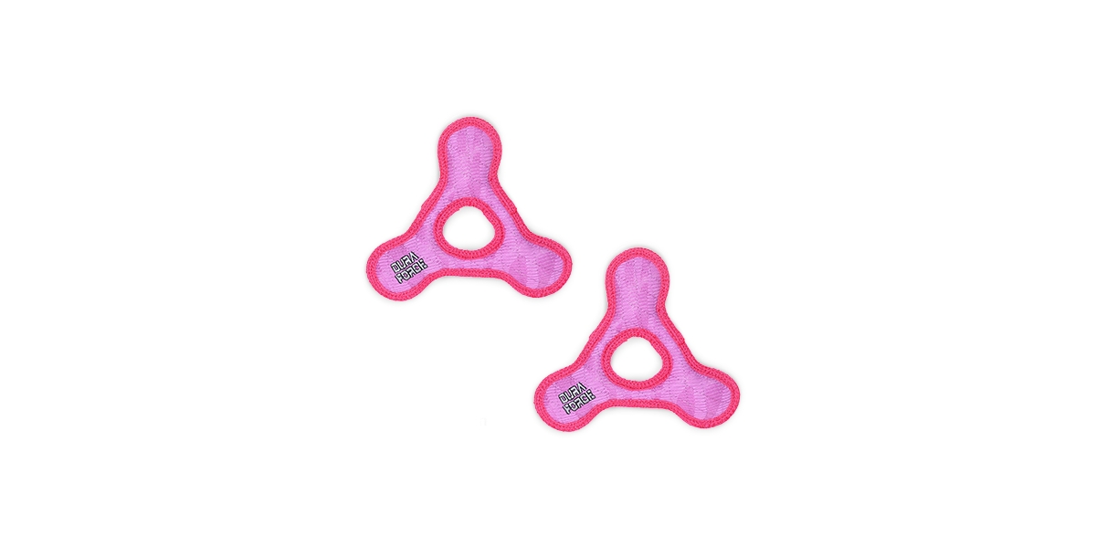 Jr Triangle Ring Tiger Pink-Pink, 2-Pack Dog Toys - Bright Pink
