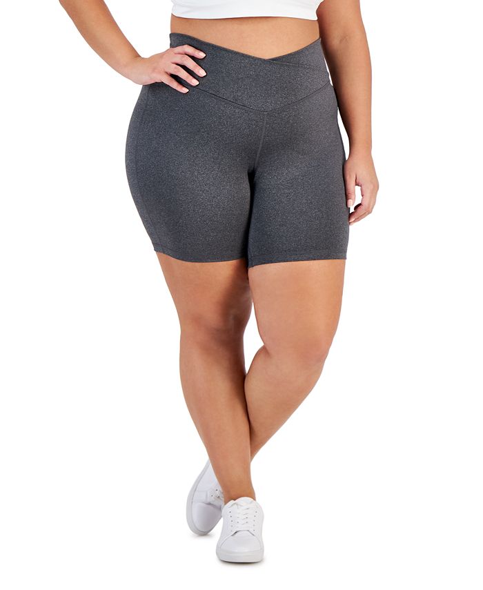 Jenni Plus Size CrossoverWaist Bike Shorts, Created for Macy's Macy's