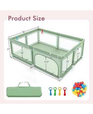 Baby Playpen Extra-Large Safety Fence w/ Ocean Balls & Rings