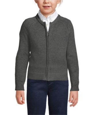 Girls School Uniform Cotton Modal Zip Front Cardigan Sweater