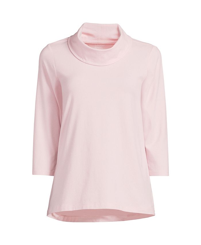 Lands' End Women's 3/4 Sleeve Light Weight Jersey Cowl Neck Top Macy's