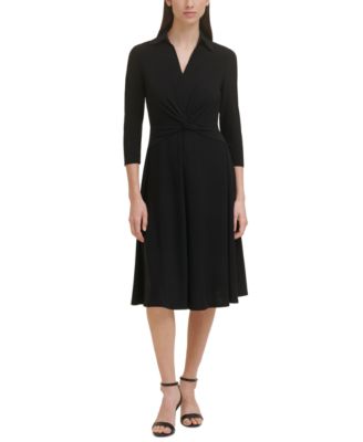 Petite Knot-Front Fit & Flare Dress