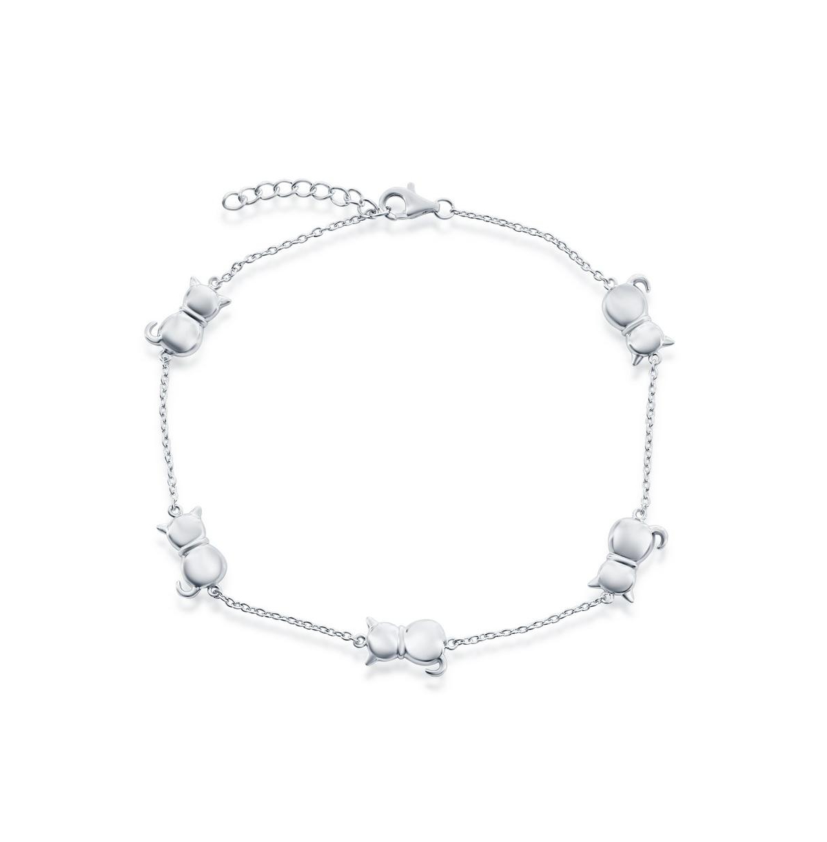 Sterling Silver Cats by the Yard Link Anklet - Gold