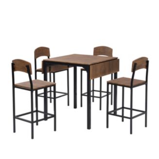 Simplie Fun Farmhouse 5-Piece Counter Height Drop Leaf Dining Table Set ...