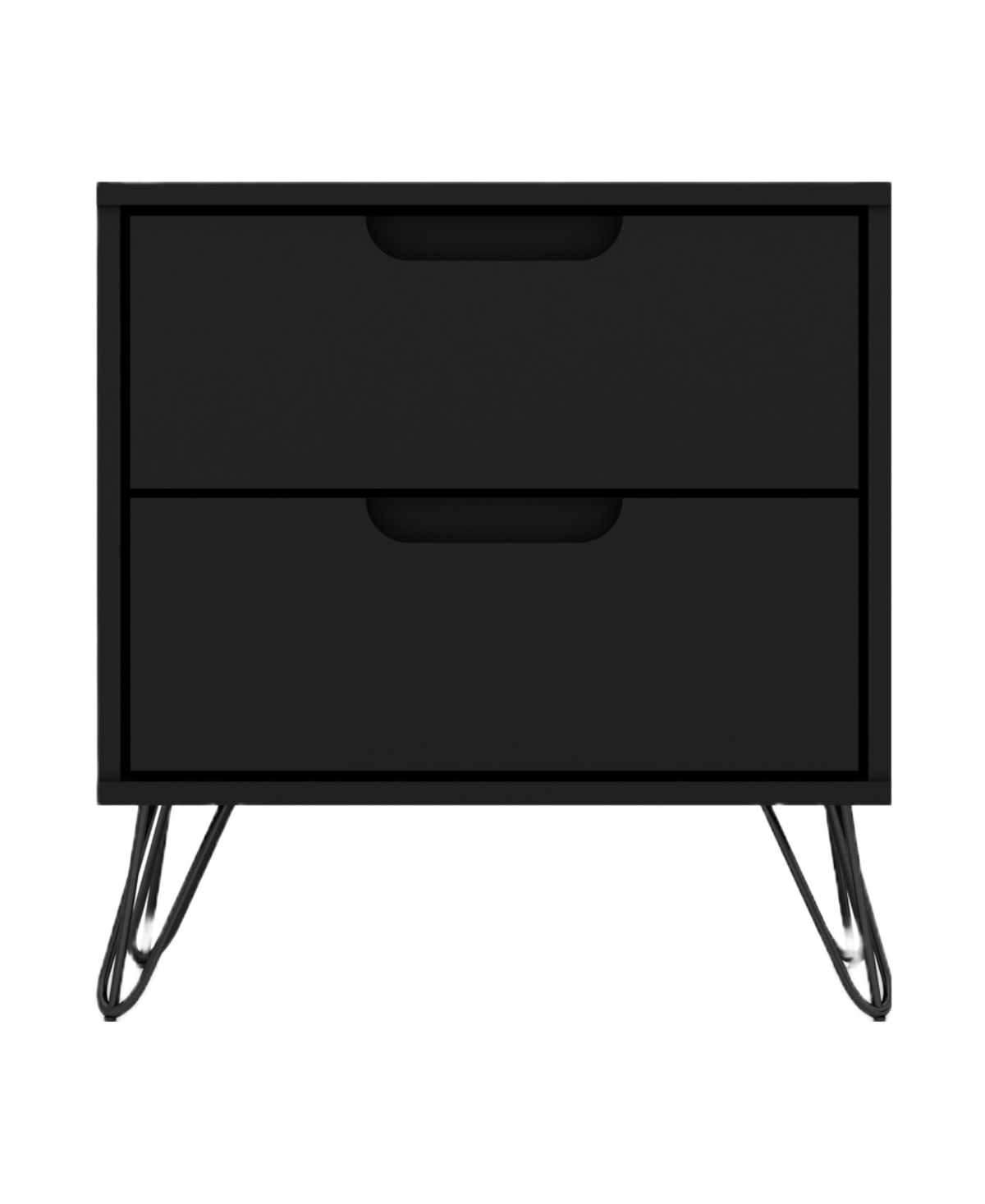 Manhattan Comfort Rockefeller Medium Density Fiberboard 2-drawer Nightstand In Black