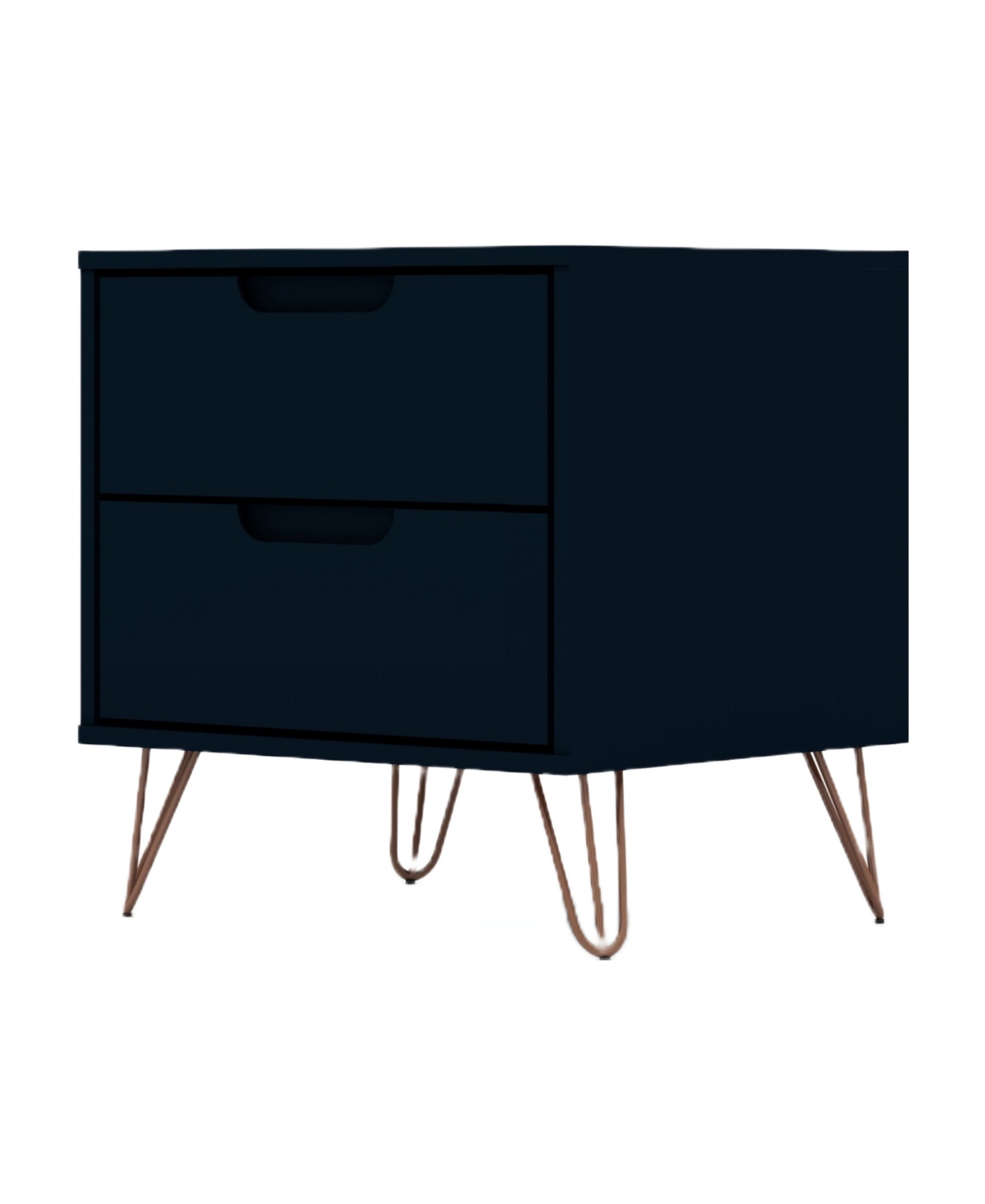 Manhattan Comfort Rockefeller Medium Density Fiberboard 2-drawer Nightstand In Tatiana Midnight Blue