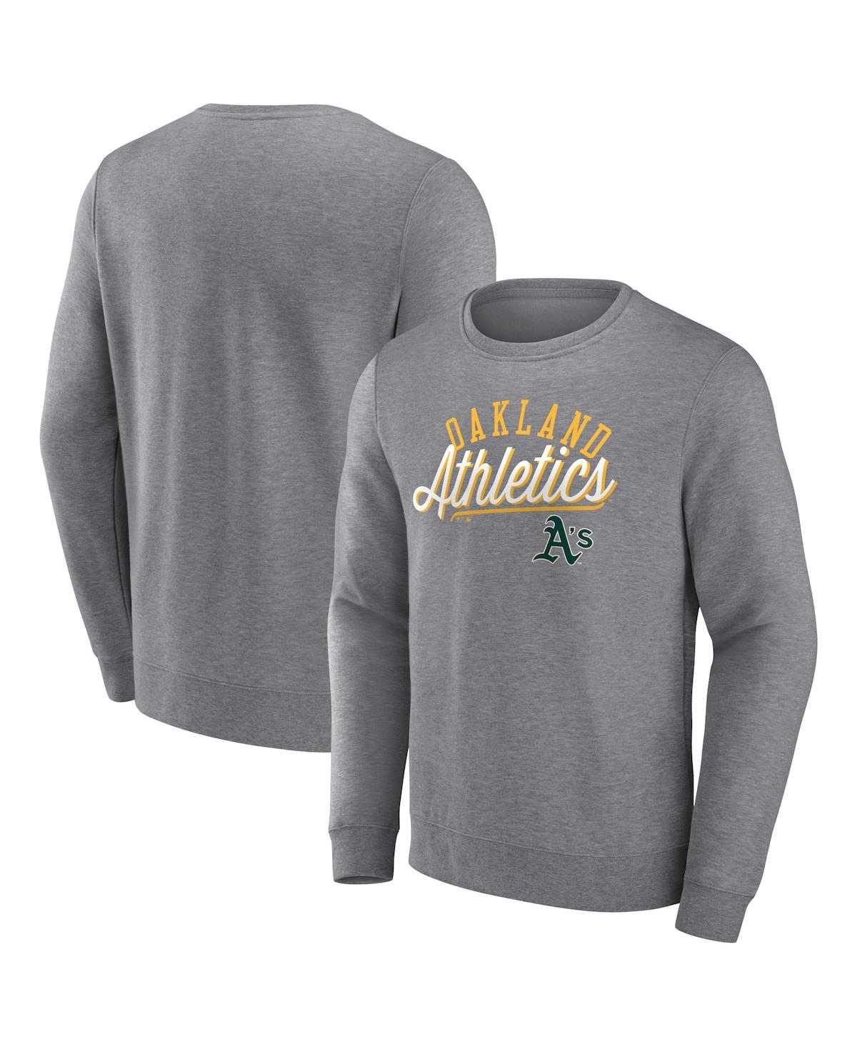 Shop Fanatics Men's  Heather Gray Oakland Athletics Simplicity Pullover Sweatshirt