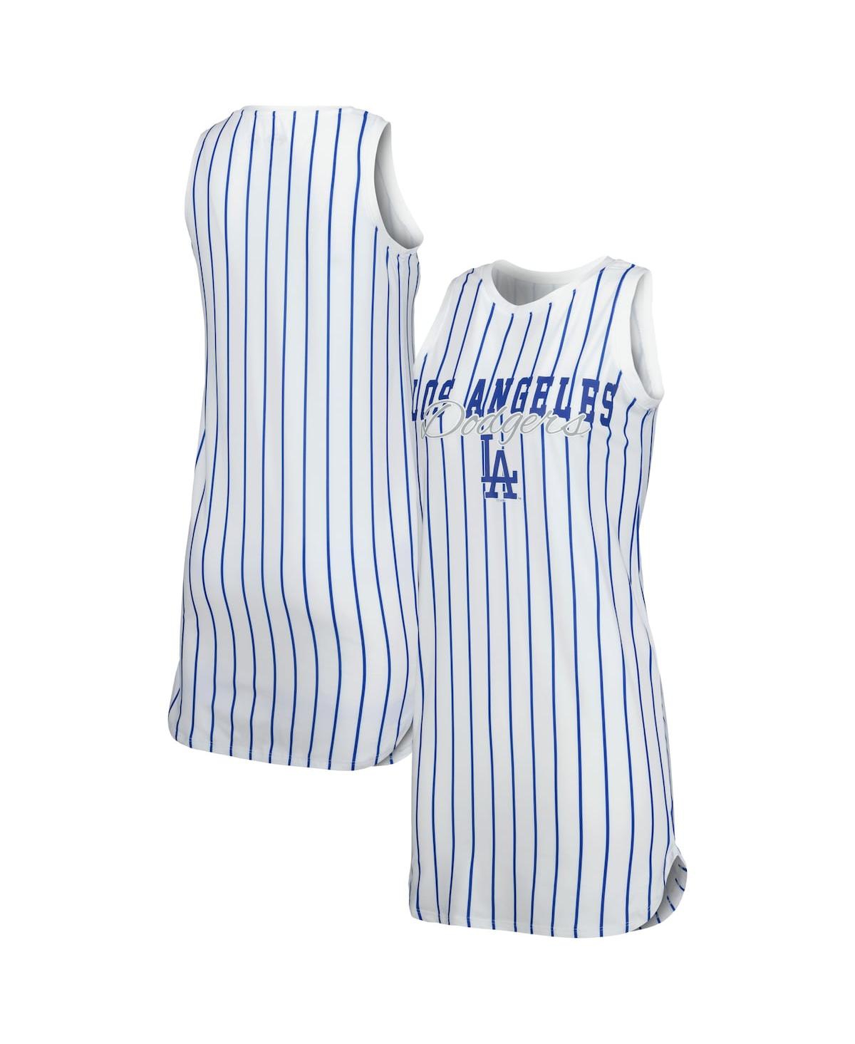 Shop Concepts Sport Women's  White Los Angeles Dodgers Reel Pinstripe Knit Sleeveless Nightshirt