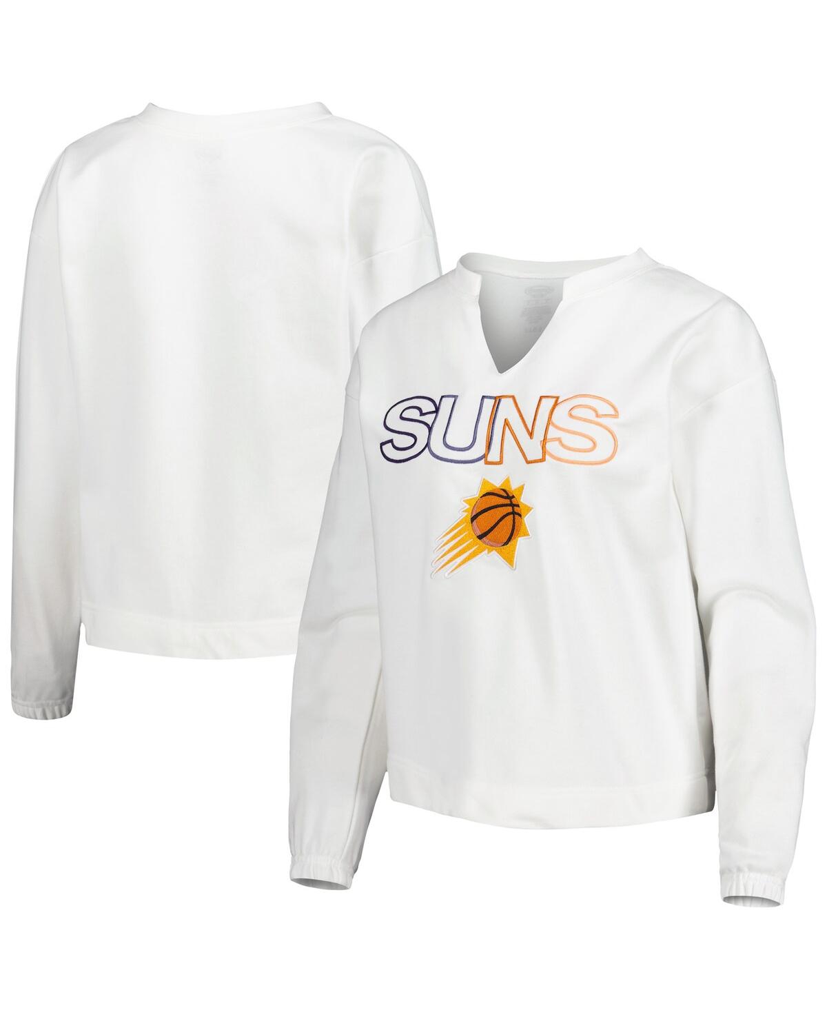 CONCEPTS SPORT WOMEN'S CONCEPTS SPORT WHITE PHOENIX SUNS SUNRAY NOTCH NECK LONG SLEEVE T-SHIRT