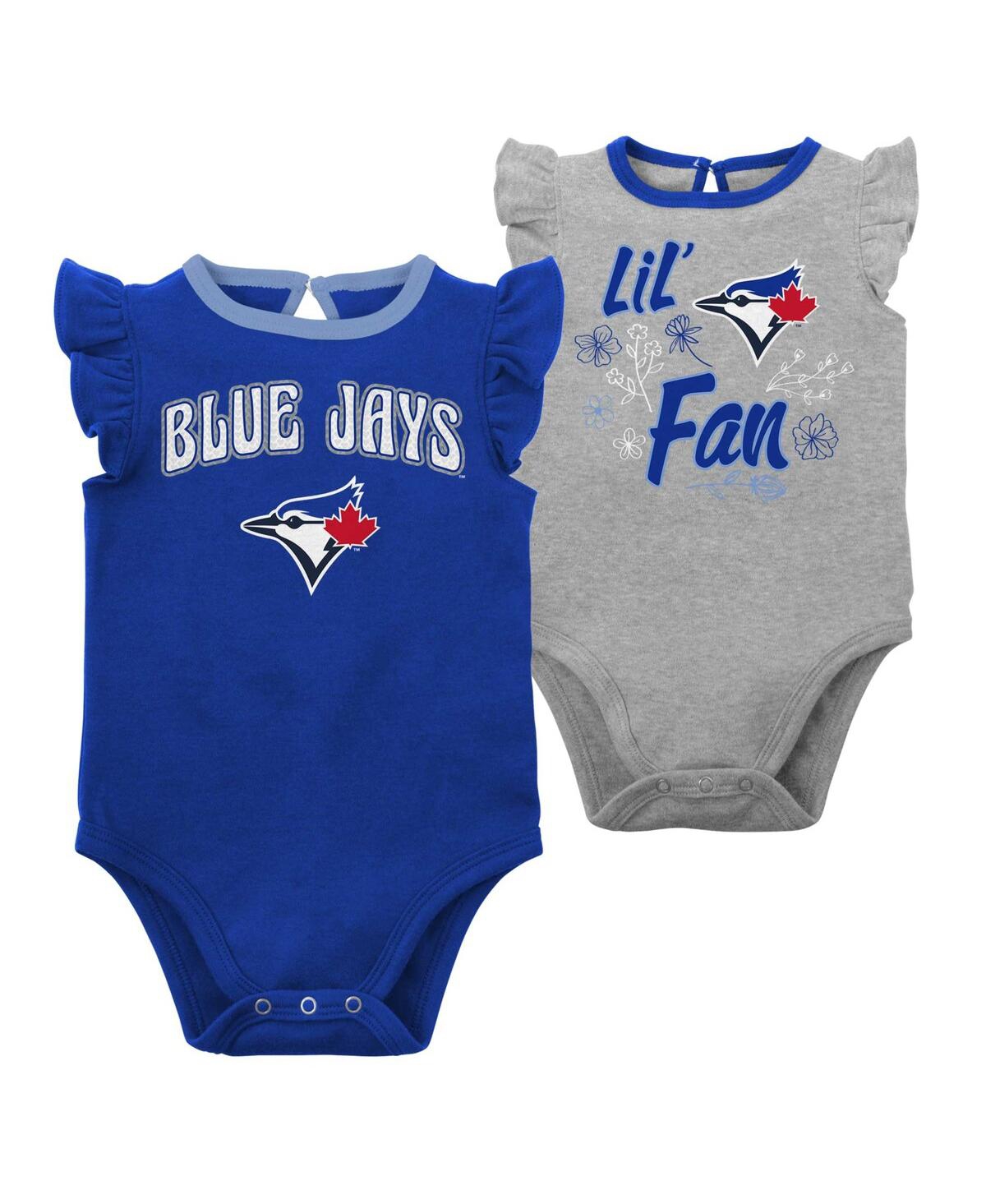 Shop Outerstuff Newborn And Infant Boys And Girls Royal, Heather Gray Toronto Blue Jays Little Fan Two-pack Bodysuit In Royal,heather Gray