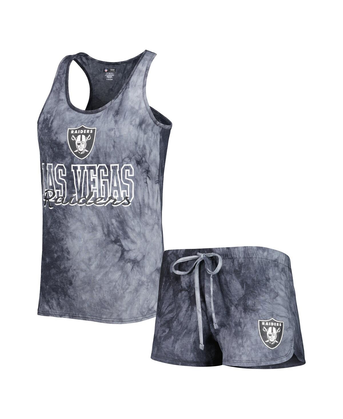 Shop Concepts Sport Women's  Charcoal Las Vegas Raiders Billboard Scoop Neck Racerback Tank And Shorts Sle