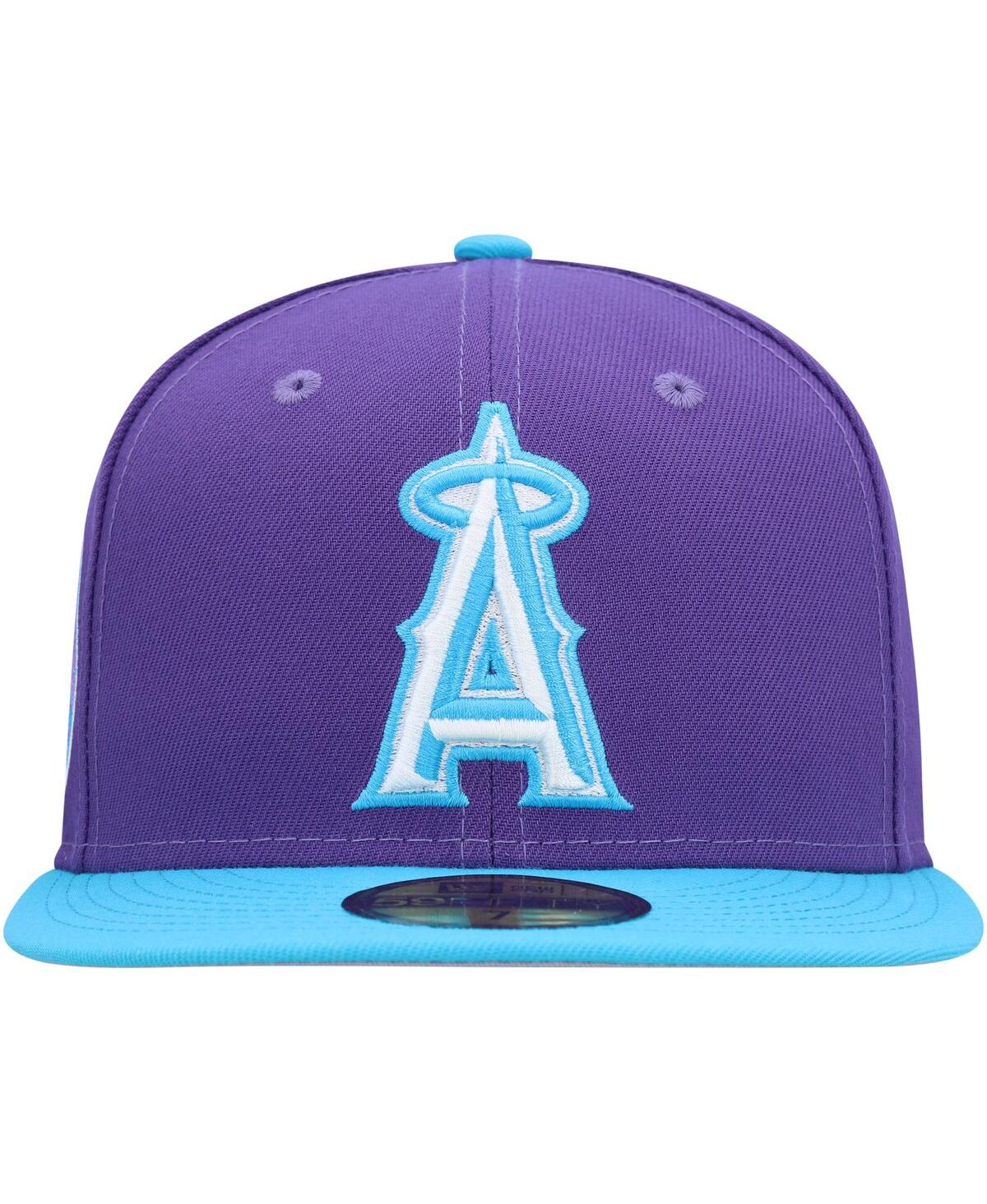 Shop New Era Men's  Purple Los Angeles Angels Vice 59fifty Fitted Hat