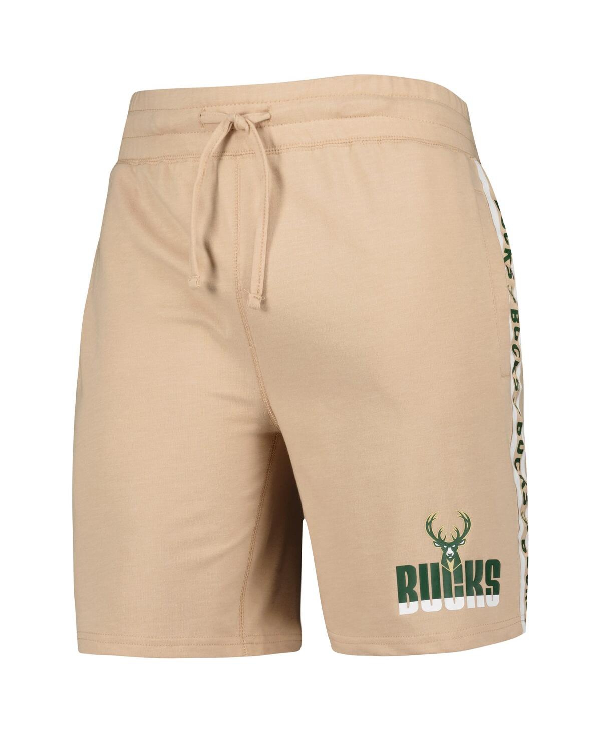Shop Concepts Sport Men's  Tan Milwaukee Bucks Team Stripe Shorts
