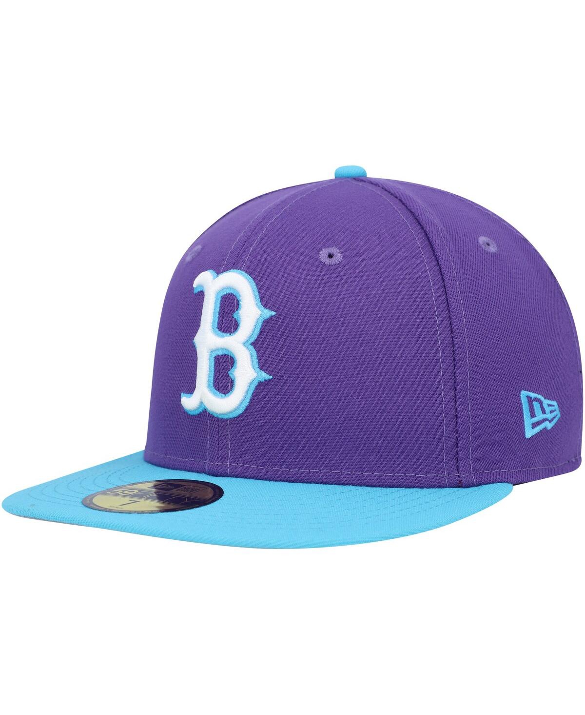 Shop New Era Men's  Purple Boston Red Sox Vice 59fifty Fitted Hat