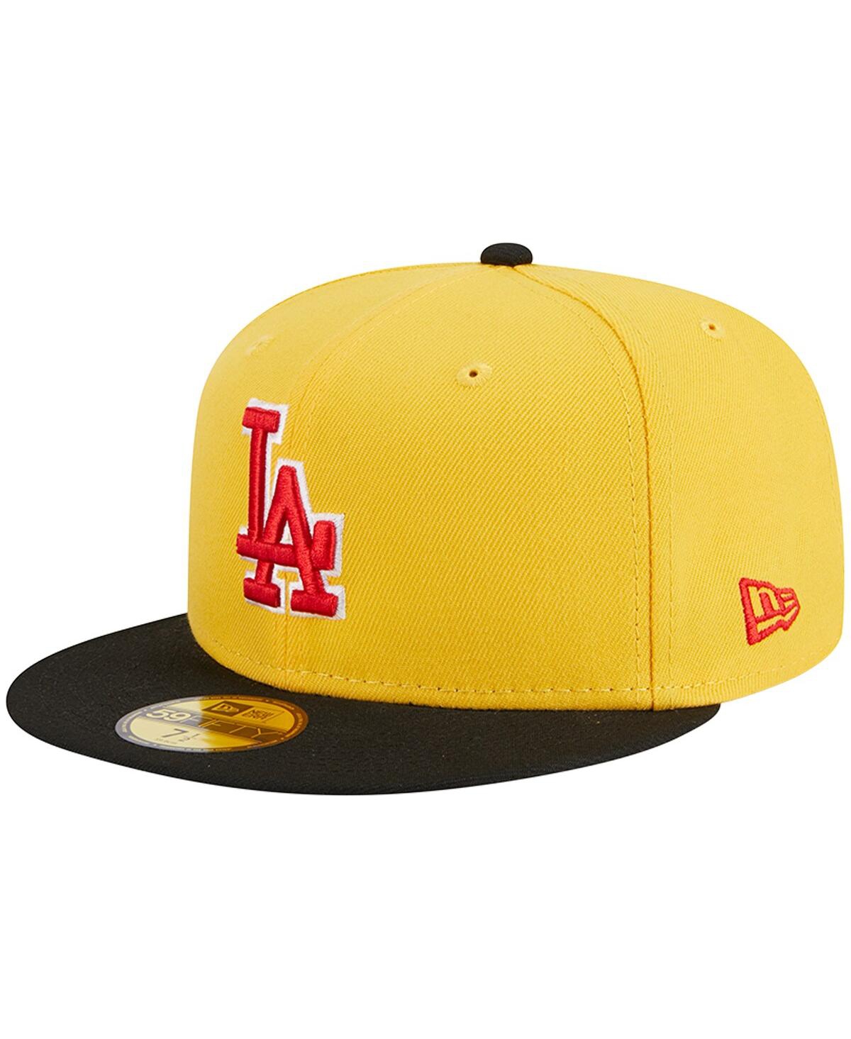 Shop New Era Men's  Yellow, Black Los Angeles Dodgers Grilled 59fifty Fitted Hat In Yellow,black