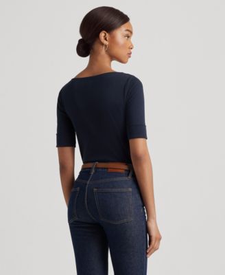 Petite Stretch Boatneck Top