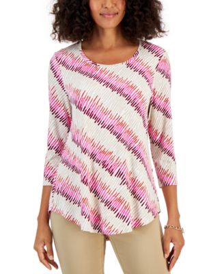 JM Collection - Women's Deanna Printed Scoop-Neck Top