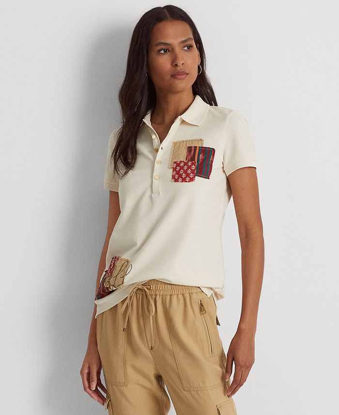 Lauren Ralph Lauren Women's Patchwork Piqué Polo Shirt, Regular ...