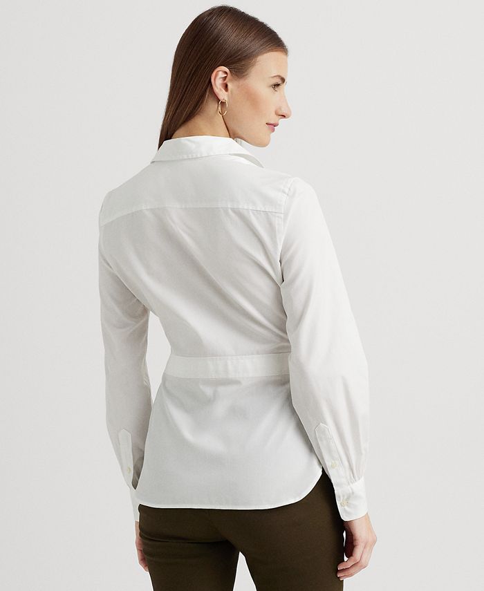 Lauren Ralph Lauren Women's Buckle-Trim Cotton Broadcloth Shirt - Macy's