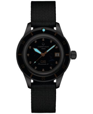 Unisex Swiss Automatic DS Podium Diamond (1/20 ct. t.w.) Black Synthetic Strap Watch 39mm