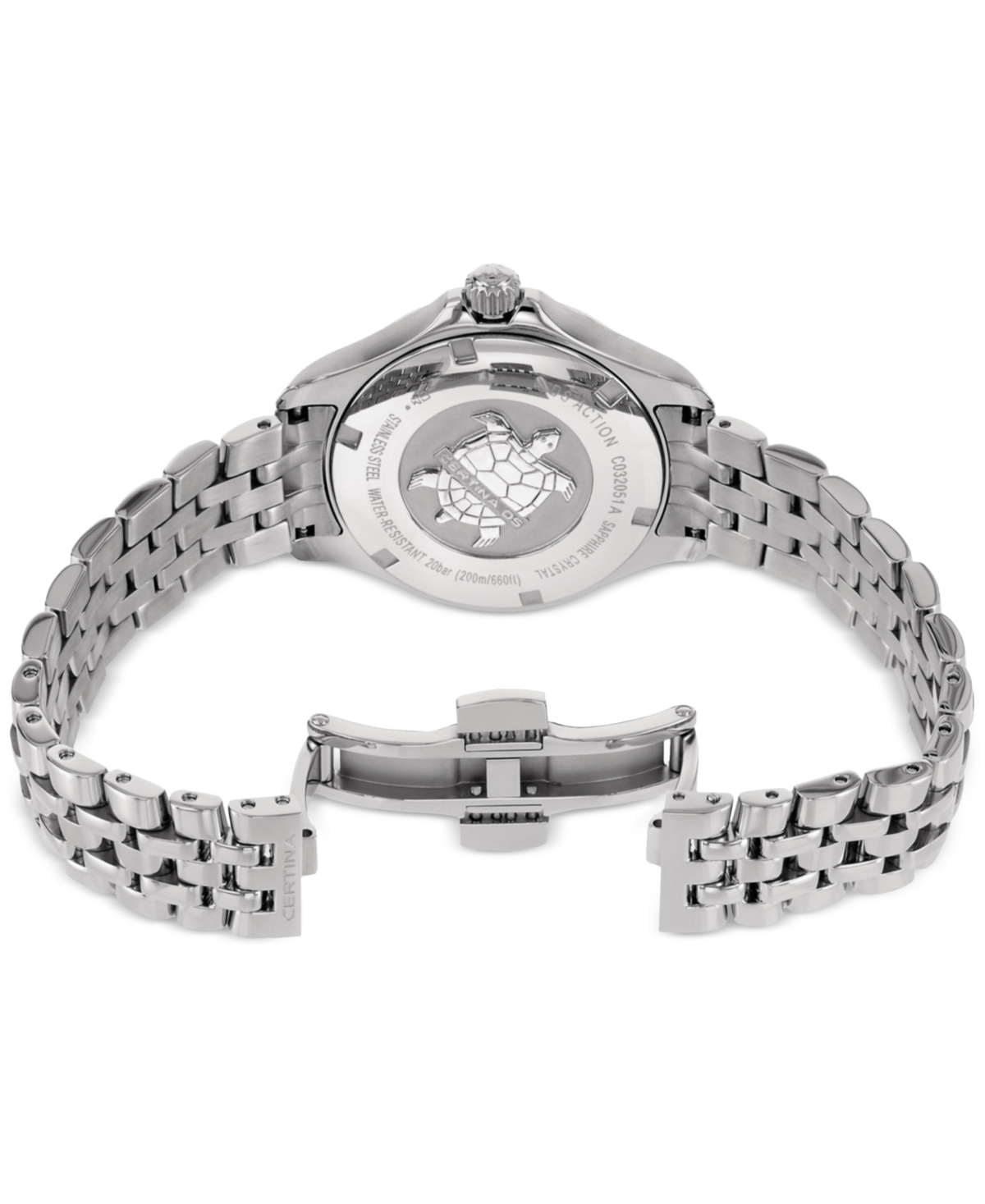 Shop Certina Women's Swiss Ds Action Diamond Accent Stainless Steel Bracelet Watch 34mm In White Mother Of Pearl