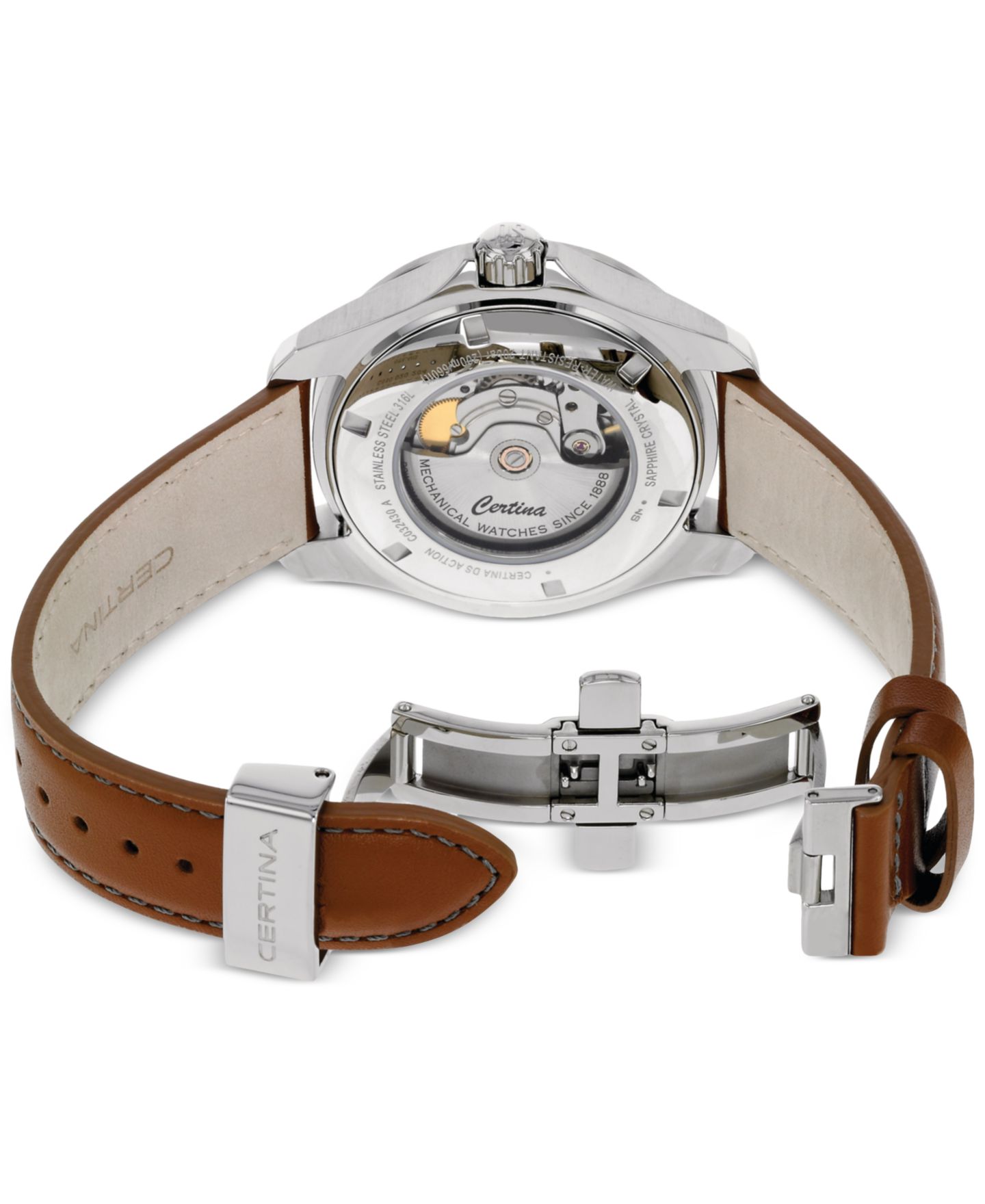 Мужские часы Certina Swiss Automatic DS Action Brown Leather Strap Watch 41mm — фото 4