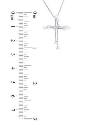 Cultured Freshwater Pearl (2 - 3-1/2mm) Double Cross Pendant Necklace in Sterling Silver, 16" + 2" extender
