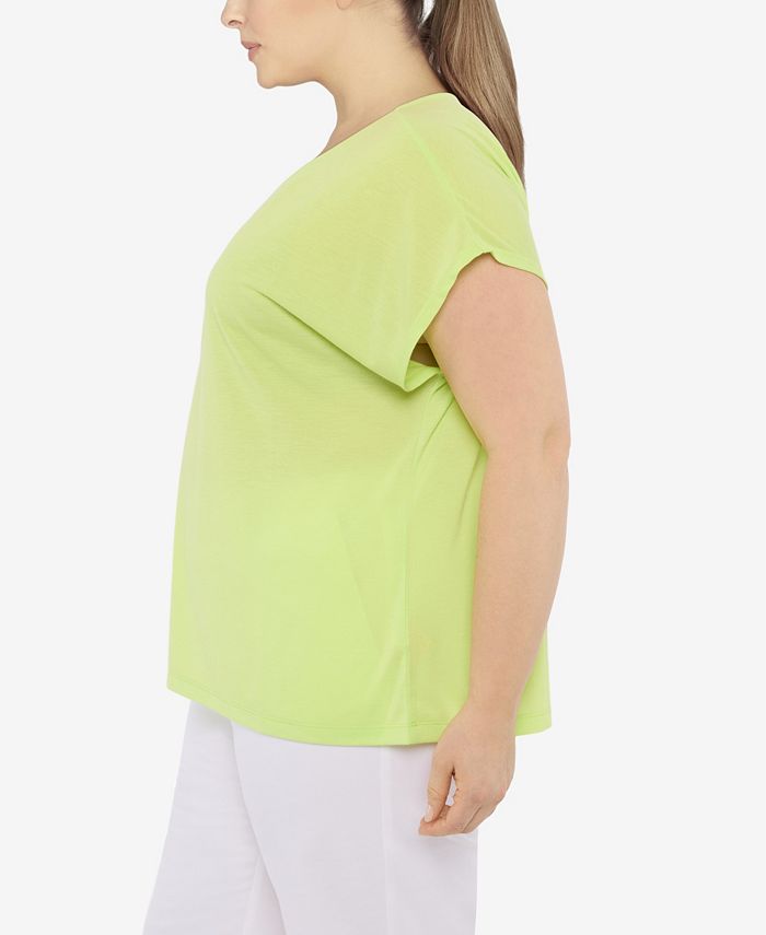 HEARTS OF PALM Plus Size Aqua Aficionada Solid Ring Neck Short Sleeve Top Macy's