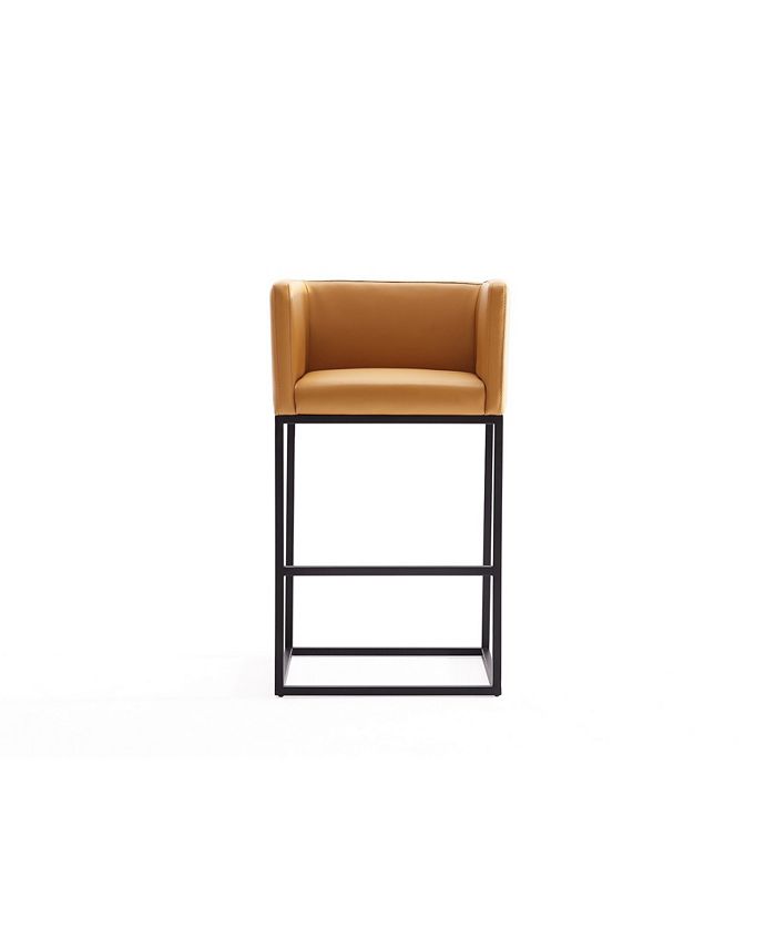 Manhattan Comfort Embassy 20.5" Faux Leather Upholstered Metal Counter