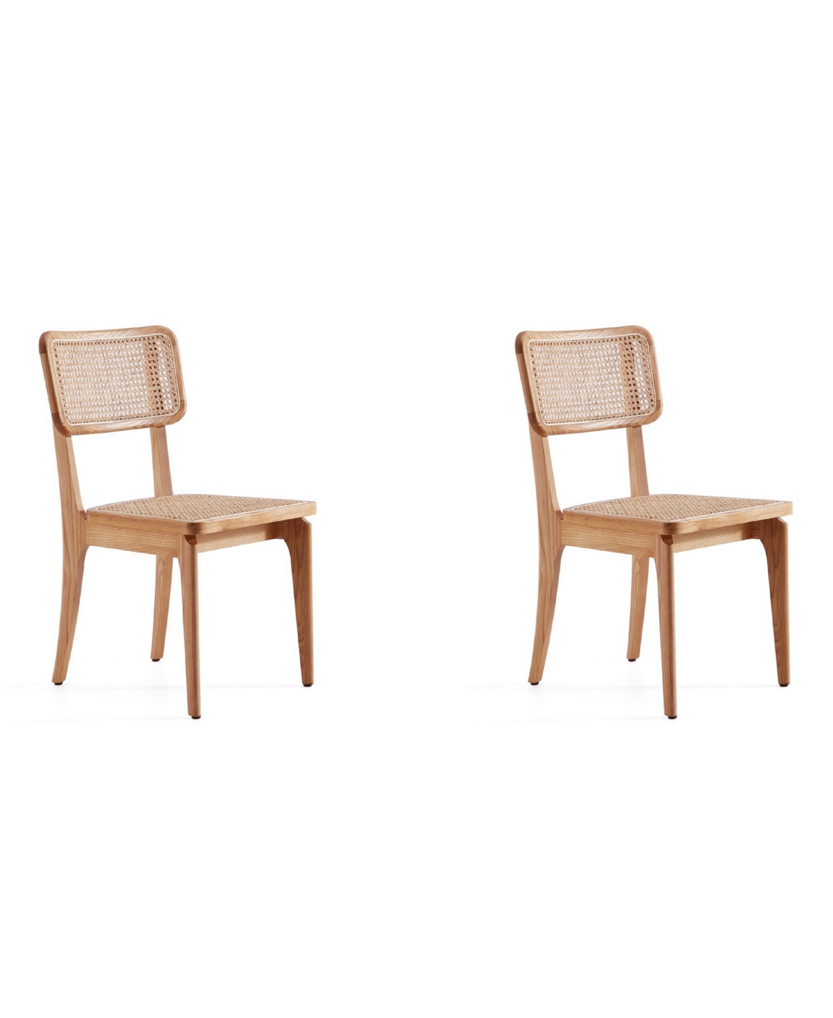 Manhattan Comfort Giverny 2-piece Ash Wood And Natural Cane Versatile Dining Chair In Nature