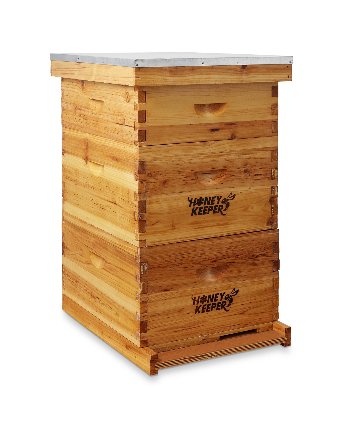 Beehive 10 Frame Complete Box Kit Coated in 100% Beeswax (Waxed Boxes, 2 Deep and 1 Medium) with Wooden Frames and Waxed Foundations for