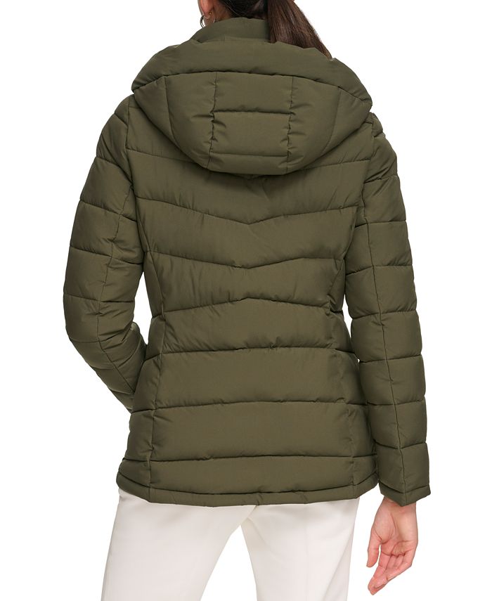 Calvin Klein Women's Stretch Hooded Puffer Coat, Created for Macy's ...