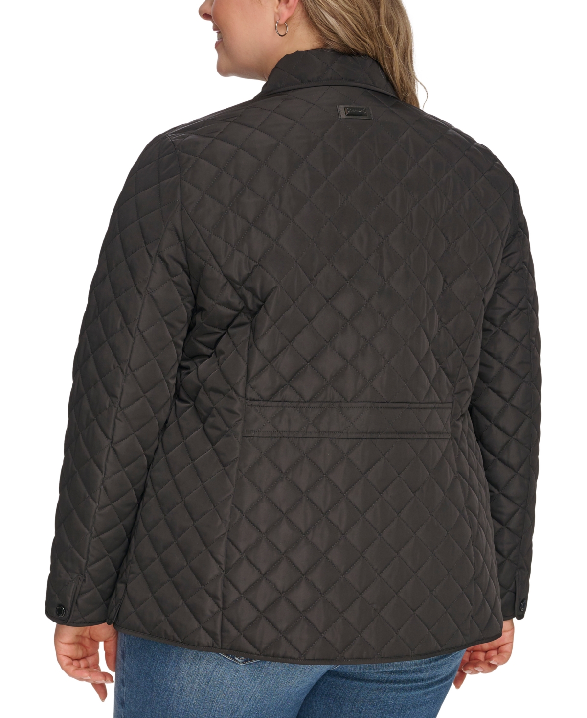 Calvin Klein Womens Plus Size Collared Quilted Coat