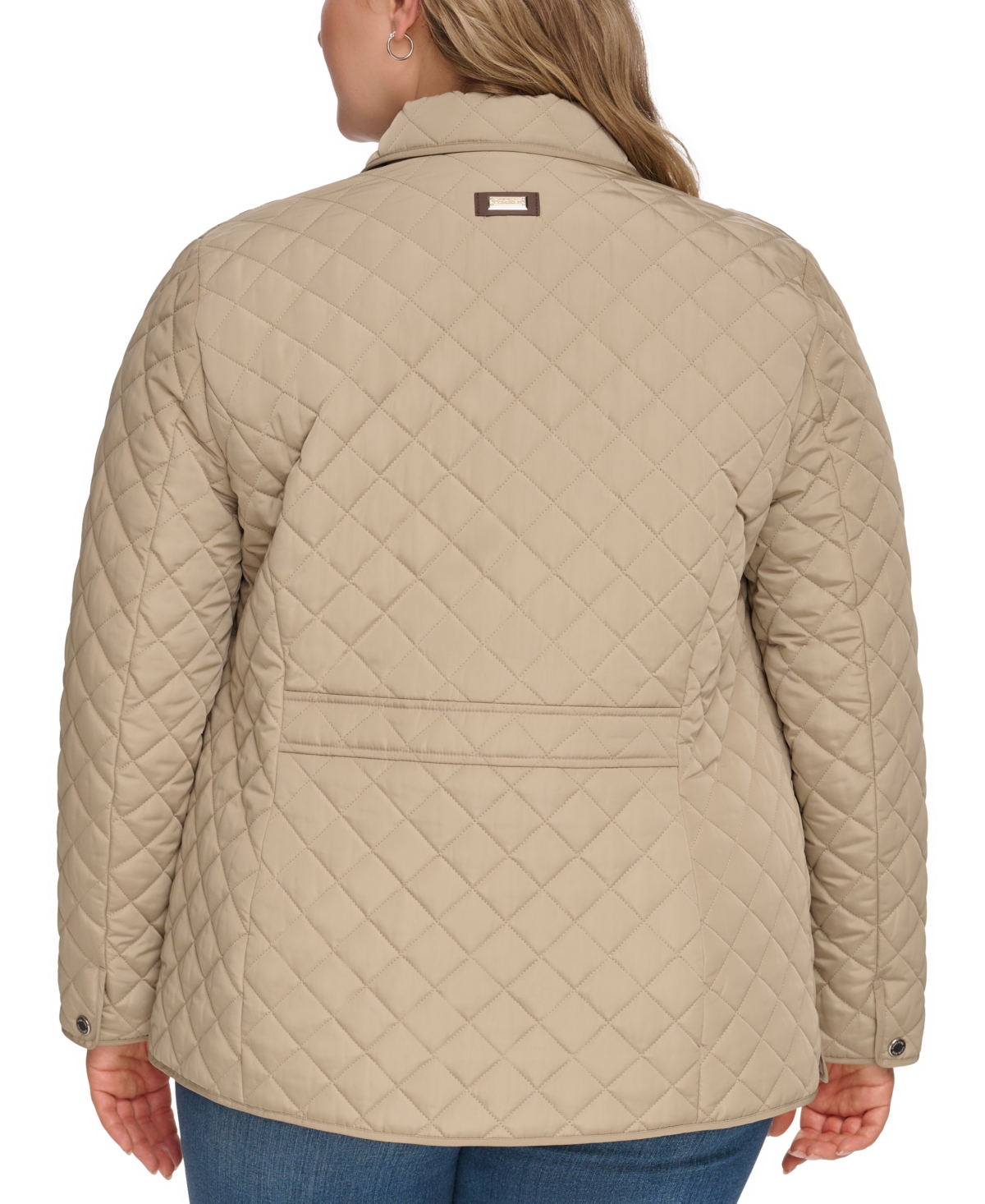 Calvin Klein Womens Plus Size Collared Quilted Coat