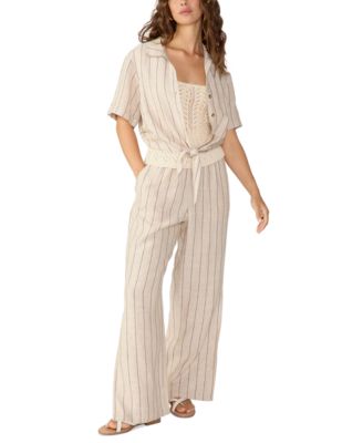 Sanctuary - Women's Striped High-Rise Wide-Leg Pants