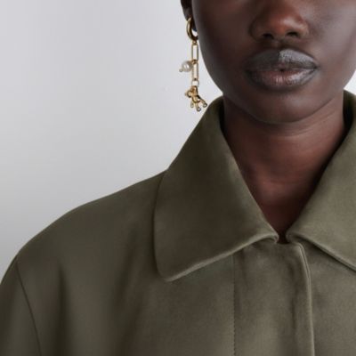 Mismatched Freshwater Pearl Earrings with Gold Teddy Bear Charm