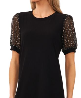thumbnail image 2 of CeCe Puff Sleeve Babydoll Lace Minidress 2 of 14