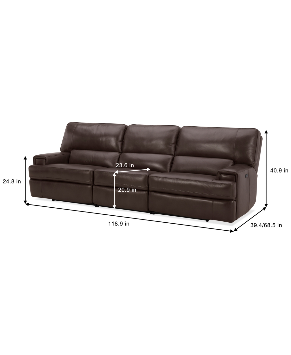 Closeout! Binardo 3 Pc Zero Gravity Leather Sectional with 2 Power Recliners, Created for Macy's