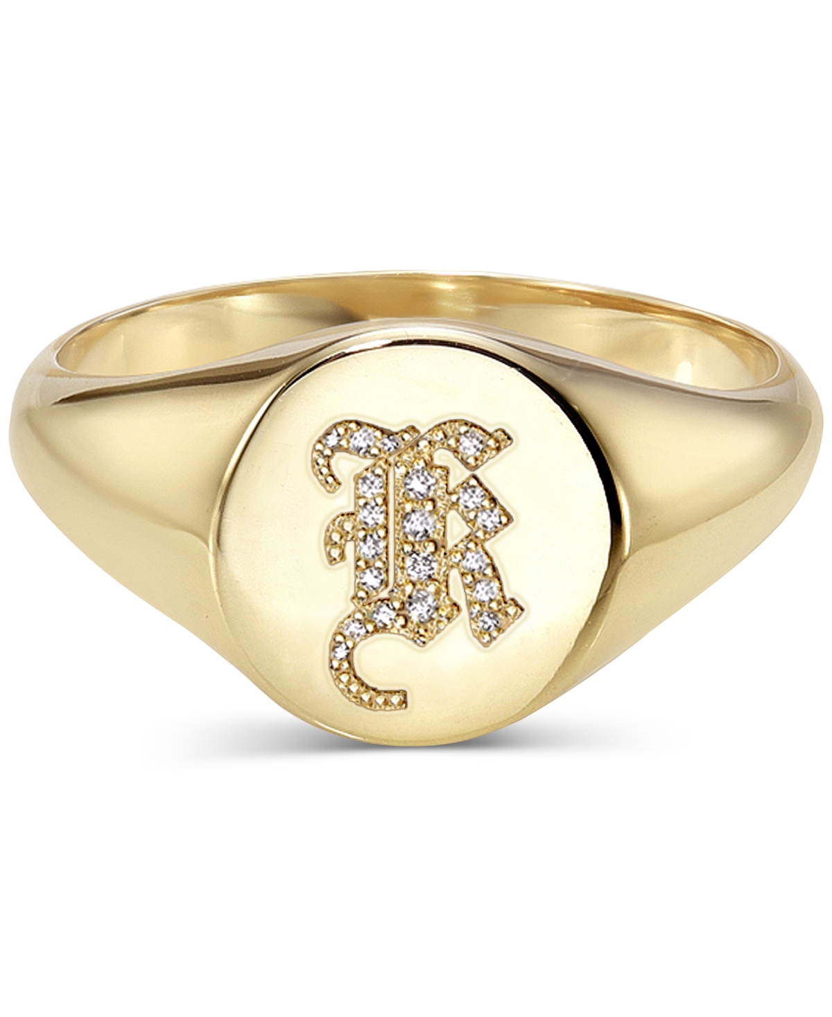 Diamond Initial Signet Ring (1/6 ct. t.w.) in 14k Gold - Z
