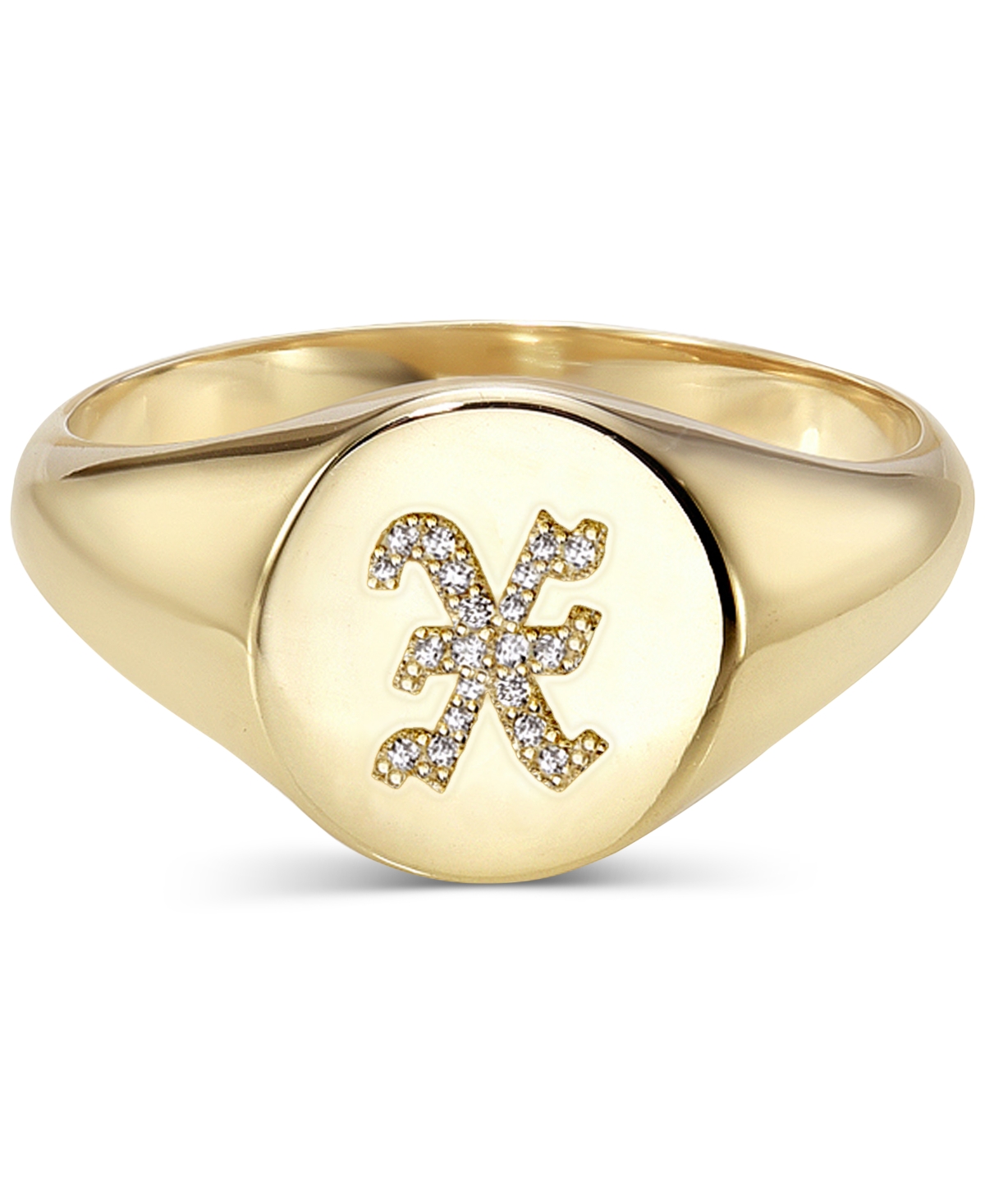 Zoe Lev Diamond Initial Signet Ring (1/6 Ct. T.w.) In 14k Gold