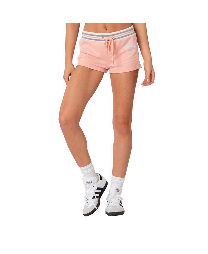 Women s Athletic Low Rise Shorts With Slits On Side Panels And Print