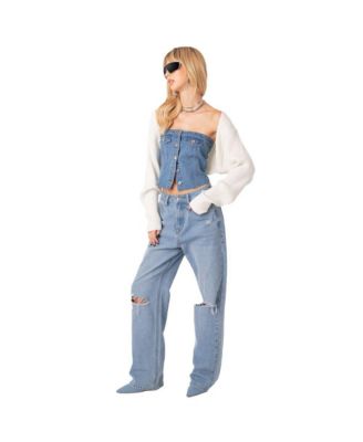 Women's Sleeves Sweater Ribbed Knit