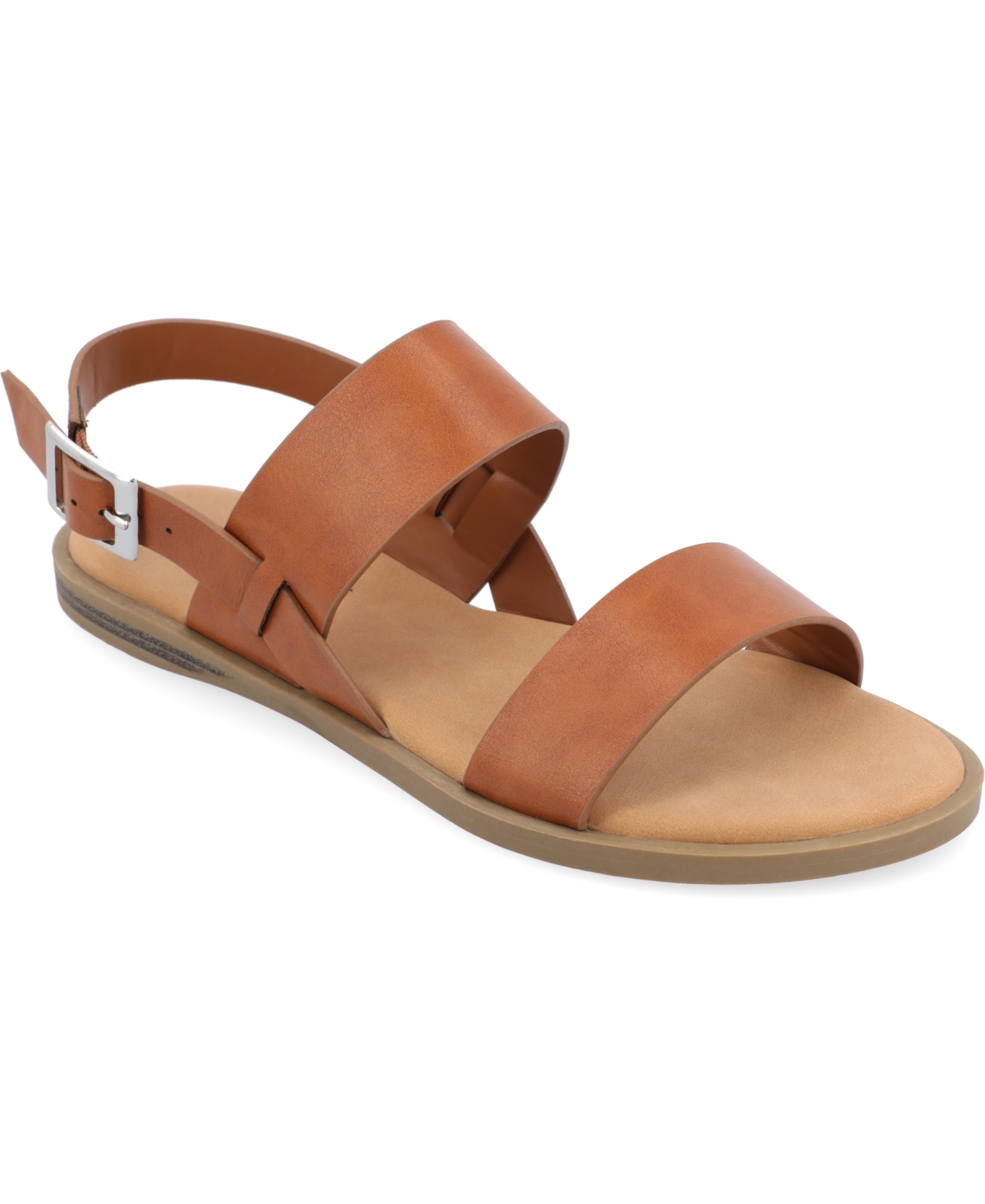 JOURNEE COLLECTION WOMEN'S LAVINE DOUBLE STRAP FLAT SANDALS 