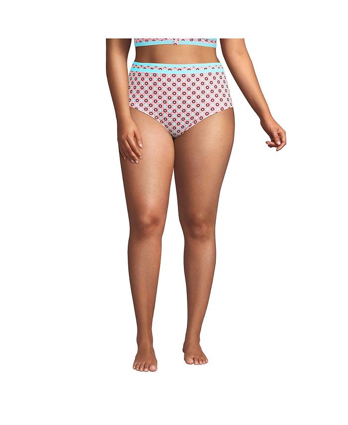 Lands' End Women's Plus Size Pocket High Waisted Bikini Swim Bottoms
