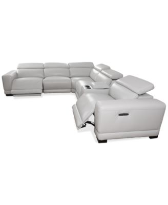 CLOSEOUT! Krofton 6-Pc. Beyond Leather Fabric Sectional with 2 Power Motion Recliners and 1 Console