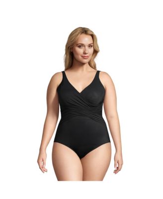 Women's Plus Size DDD-Cup SlenderSuit Tummy Control Chlorine Resistant Wrap One Piece Swimsuit